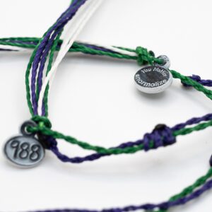 A close up of the bracelet with two different colors